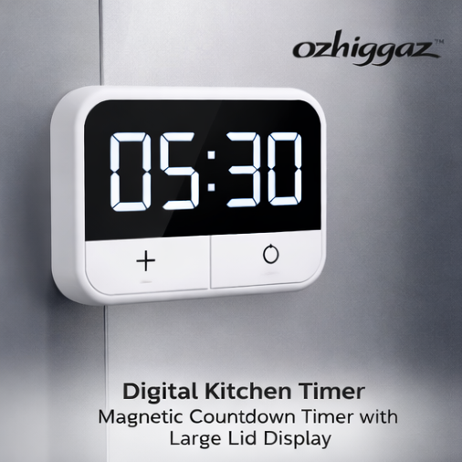 ozhiggaz™ Digital Kitchen Timer – Magnetic Countdown Timer with Large LED Display